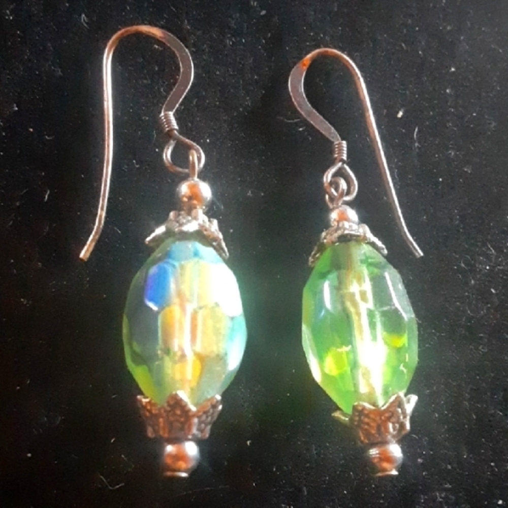 Elegant Green Beaded Earrings